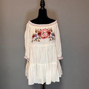 Free People Sunbeams Embroidered Mini Dress